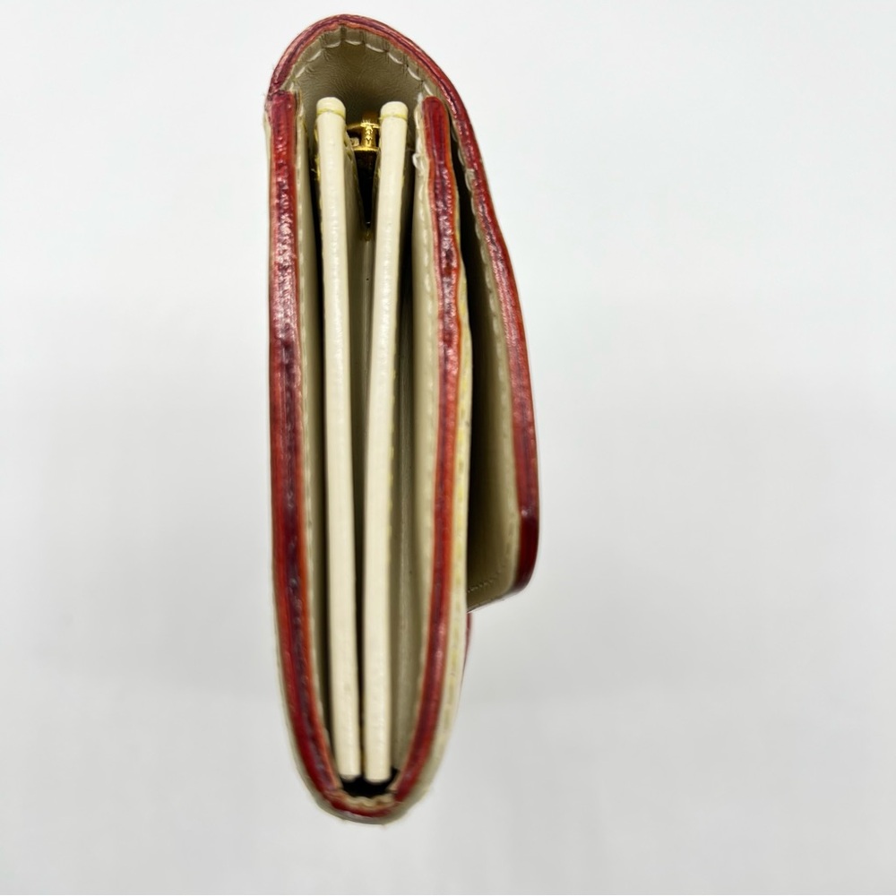 Louie Vuitton Cream Leather w/Gold Metal Red Trim/Yellow Stitching Suhali Wallet - Picture 7 of 13